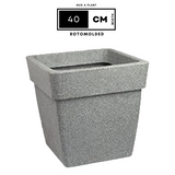 Hug A Plant | Barca Square Rotomolded Plastic for Home & Garden (Grey Stone Finish, Pack of 1)
