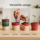 Eco Arty Round | Bamboo-Based, UV-Protected Tabletop Planters | Eco-Friendly Pots for Indoor Plants, Home Décor, Balcony & Garden