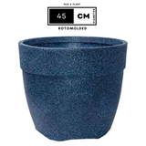 Hug A Plant | Barca Round Rotomolded Plastic Pot for Home & Garden (Midnight Stone Finish, Pack of 1)