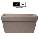 Hug A Plant | Barca Rectangle Rotomolded Plastic Pot with Wheels for Home & Garden (Cream Stone Finish, Pack of 1)