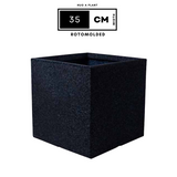 Quebec Square Rotomolded Plastic Pot for Home & Garden (Midnight Stone Finish, Pack of 1)