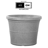 Duro Rotomolded Round Plastic Pot For Home & Garden (Grey Stone Finish, Pack Of 1)