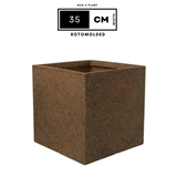 Quebec Square Rotomolded Plastic Pot for Home & Garden (Sand Stone Finish, Pack of 1)