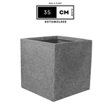 Quebec Square Rotomolded Plastic Pot for Home & Garden (Grey Stone Finish, Pack of 1)