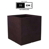 Quebec Square Rotomolded Plastic Pot for Home & Garden (Brown Stone Finish, Pack of 1)