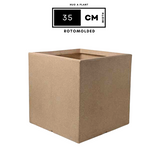 Quebec Square Rotomolded Plastic Pot for Home & Garden (Cream Stone Finish, Pack of 1)