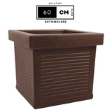 Cubo Rotomolded Square Plastic Pot For Home & Garden (Brown Stone Finish, Pack Of 1)
