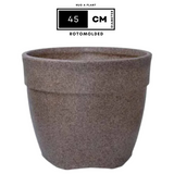 Hug A Plant | Barca Round Rotomolded Plastic Pot for Home & Garden (Sand Stone Finish, Pack of 1)