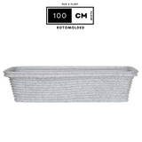 Florence Rectangle Rotomolded Plastic Pot With Wheels for Home & Garden (Pack Of 1, White Stone Finish)