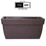 Hug A Plant | Barca Rectangle Rotomolded Plastic Pot with Wheels for Home & Garden (Sand Stone Finish, Pack of 1)