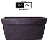 Hug A Plant | Barca Rectangle Rotomolded Plastic Pot with Wheels for Home & Garden (Brown Stone Finish, Pack of 1)