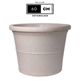 Duro Rotomolded Round Plastic Pot For Home & Garden (Cream Stone Finish, Pack Of 1)