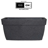 Hug A Plant | Barca Rectangle Rotomolded Plastic Pot with Wheels for Home & Garden (Grey Stone Finish, Pack of 1)