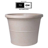 Duro Rotomolded Round Plastic Pot For Home & Garden (Cream Stone Finish, Pack Of 1)