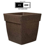 Hug A Plant | Barca Square Rotomolded Plastic for Home & Garden (Sand Stone Finish, Pack of 1)