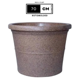 Duro Rotomolded Round Plastic Pot For Home & Garden (Sand Stone Finish, Pack Of 1)
