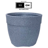 Hug A Plant | Barca Round Rotomolded Plastic Pot for Home & Garden (Grey Stone Finish, Pack of 1)