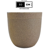Hug A Plant | Milano Round Rotomolded Plastic Pot With Inner for Home & Garden ( Pack of 1, Sand Stone Finish)
