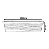 Florence Rectangle Rotomolded Plastic Pot With Wheels for Home & Garden (Pack Of 1, White Stone Finish)