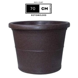 Duro Rotomolded Round Plastic Pot For Home & Garden (Brown Stone Finish, Pack Of 1)