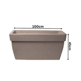 Hug A Plant | Barca Rectangle Rotomolded Plastic Pot with Wheels for Home & Garden (Cream Stone Finish, Pack of 1)