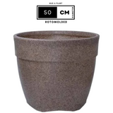 Hug A Plant | Barca Round Rotomolded Plastic Pot for Home & Garden (Sand Stone Finish, Pack of 1)