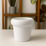White Designer Ceramic Pot (Matt Finish,Small) for Home & Indoor Plant Decor