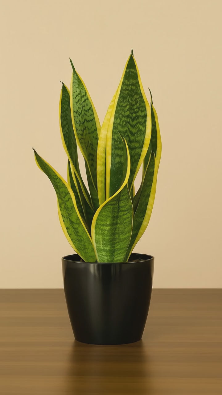 Hug A Plant | Snake Plant – Sansevieria Superba | Air Purifying Indoor Plant in 14cm Valencia Black Pot | Low Maintenance | Home & Office Decor