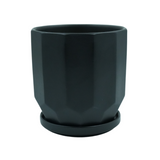 Designer Ceramic Pot (Black, Matt Finish,Small) for Home & Indoor Plant Decor