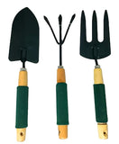 GARDENING TOOL WOOD HANDLE CULTIVATOR TROWEL FORKS TOOL SET (3 PACK)