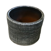 Designed Cylinder Line Texture Terracotta Planter (16 cm)