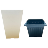 Hug A Plant | HP1 Square Plastic Pot with Inner for Home & Garden (25CM | 9.8 INCH, Square, White)