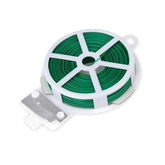 PLASTIC TWIST TIE WIRE SPOOL WITH CUTTER FOR GARDEN YARD PLANT 50M (GREEN)