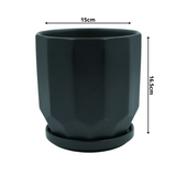 Designer Ceramic Pot (Black, Matt Finish,Medium) for Home & Indoor Plant Decor
