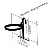 Hug A Plant | Grill Mount | Balcony Railer Accessory for 5 Inch / 5.5 Inch Pot for Home & Garden (12.7CM | 5 INCH, Grill Mount, Rail Mount, Black)