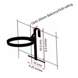 Hug A Plant | Grill Mount | Balcony Railer Accessory for 5 Inch / 5.5 Inch Pot for Home & Garden (12.7CM | 5 INCH, Grill Mount, Rail Mount, Black)