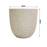 Milano 40cm Led Round Plastic Pot with Wheels for Home & Garden (40CM | 15.7 INCH, White Stone Finish)