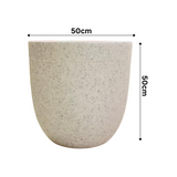 Milano 50cm Led Round Plastic Pot with Wheels for Home & Garden (50CM | 19.6 INCH, White Stone Finish)