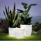 Hug A Plant | Milano Round Plastic Pot with Led for Home & Garden (30CM | 11.81 INCH, Pack of 1, White Stone Finish)