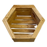 Hug A Plant|Pentagon Pot|Pentagonal Shaped Natural Wooden Pot for Live Plant/Flower Pot/ Artificial Flowers, Home Living Room & Garden Decor