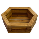 Hug A Plant|Pentagon Pot|Pentagonal Shaped Natural Wooden Pot for Live Plant/Flower Pot/ Artificial Flowers, Home Living Room & Garden Decor
