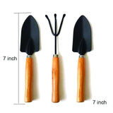 SMALL SIZED HAND CULTIVATOR, SMALL TROWEL, GARDEN FORK (SET OF 3)