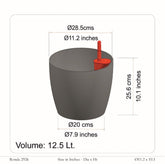 Ronda 2926 Round Plastic Pot (Wooden Finish) (Without Self-Watering Kit)