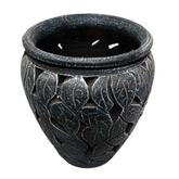 Terracotta Leaf Cutting Jar Rock Finish