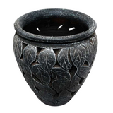 Terracotta Leaf Cutting Jar Rock Finish