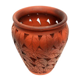 Terracotta Leaf Cutting Jar Smoke Finish