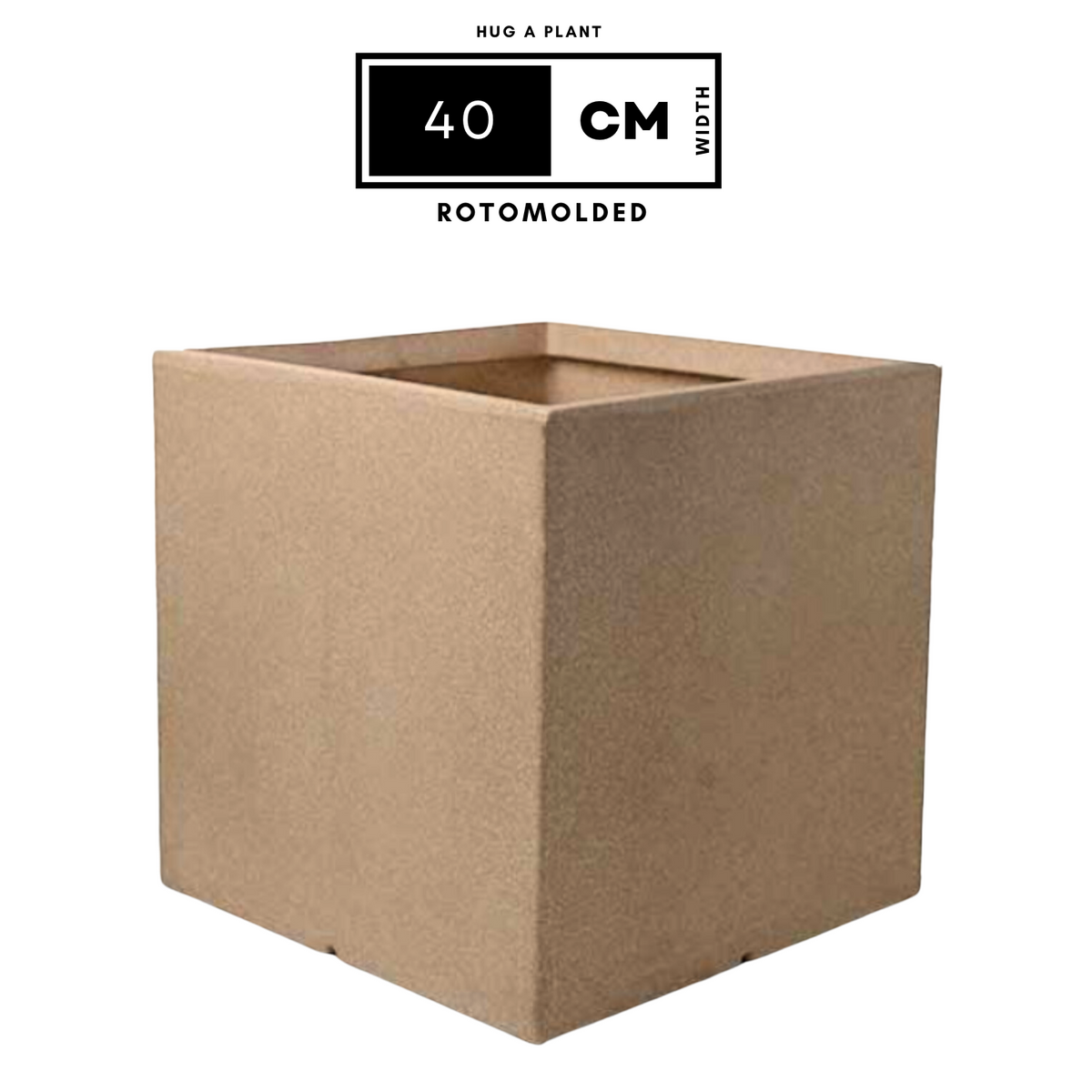 Quebec Square Rotomolded Plastic Pot for Home & Garden (Cream Stone Finish, Pack of 1)