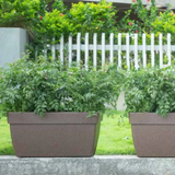 Hug A Plant | Barca Rectangle Rotomolded Plastic Pot with Wheels for Home & Garden (White Stone Finish, Pack of 1)