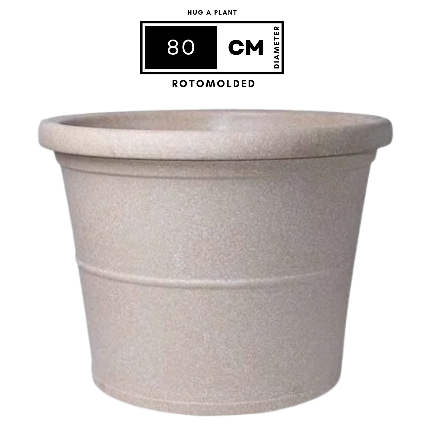 Duro Rotomolded Round Plastic Pot For Home & Garden (Cream Stone Finish, Pack Of 1)