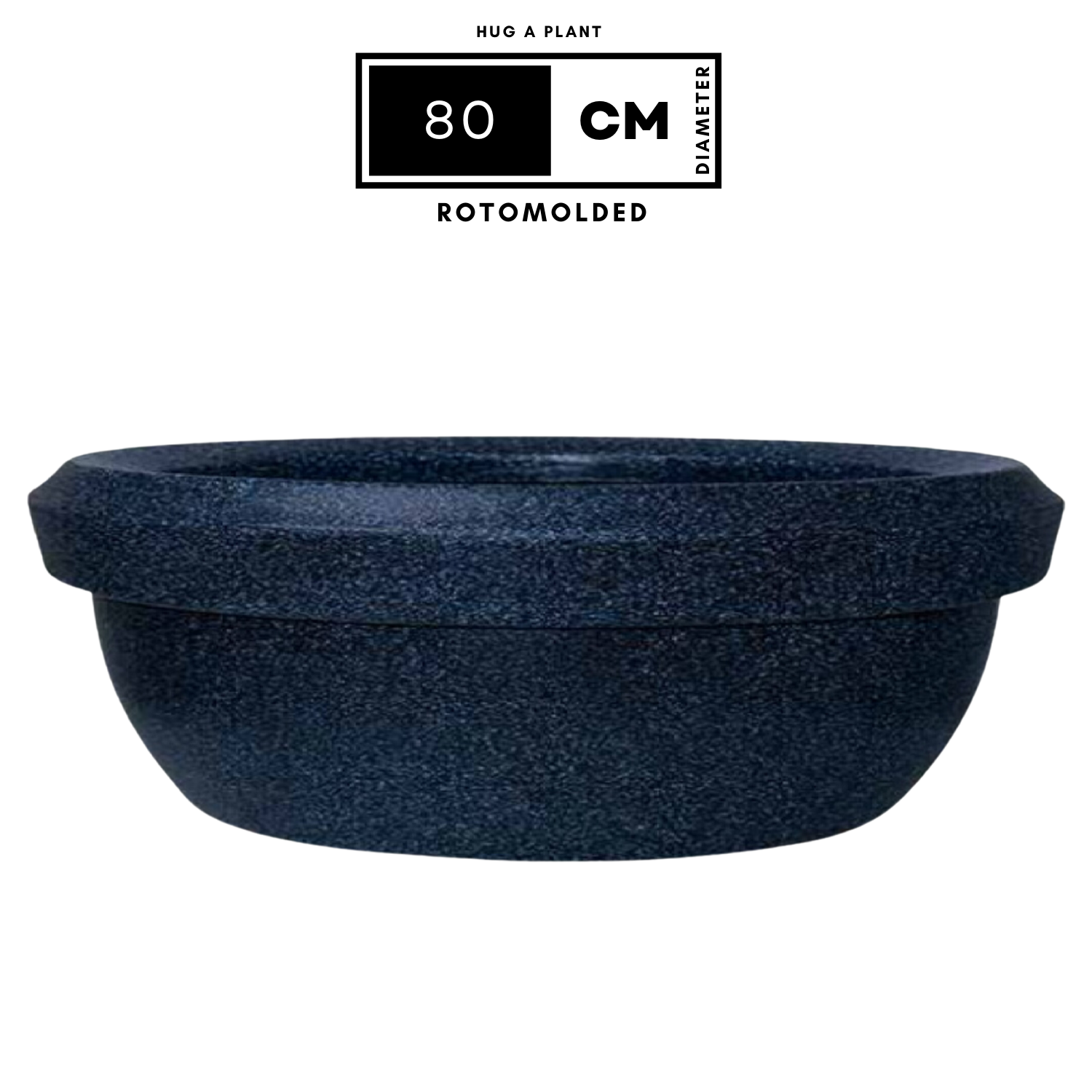 Hug A Plant | Lotus Bowl Rotomolded Round Plastic Pot for Home & Garden (Pack of 1, Midnight Stone Finish)